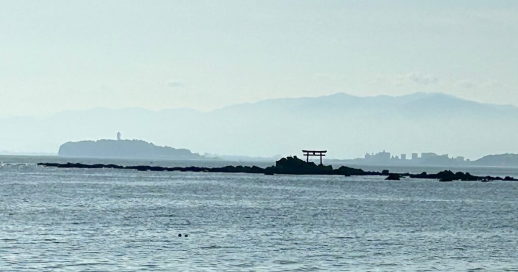 真名瀬海岸 江の島 富士山